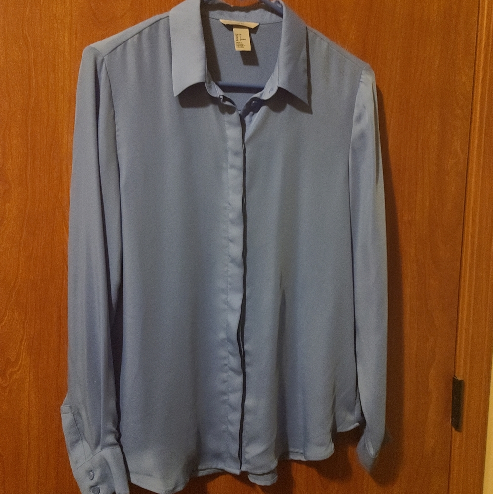H&M blue long sleeve blouse